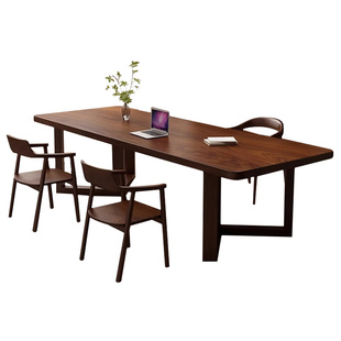 南美胡桃木高档实木客厅大长书桌家用工作台书房原木办公学习桌子