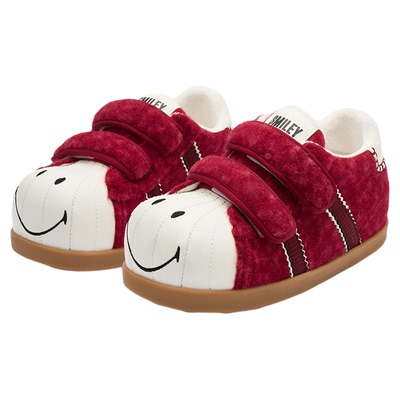SMILEY笑脸红色加绒增高棉鞋板鞋