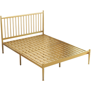 简约现代欧式金色网红铁艺床环保铁床1.2米1.5米单人双人铁架子床