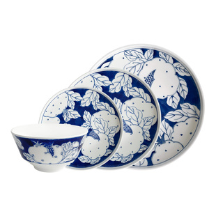 择学家手绘石榴陶瓷饭碗盘子菜盘家用釉下青花6寸8寸10寸盘子套装