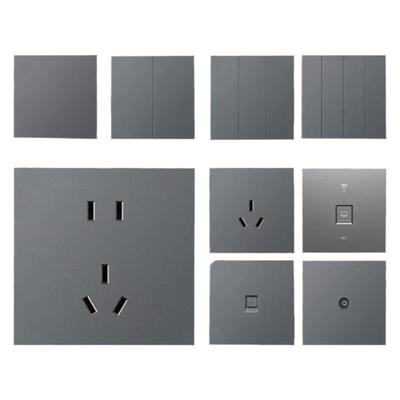 LAZZEN良信A1深空灰五孔开关插座