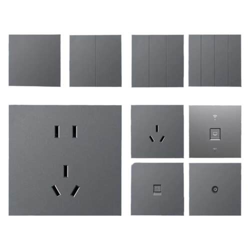 Nader良信A1深空灰单联双控一开五孔空调电脑USB家用开关插座面板