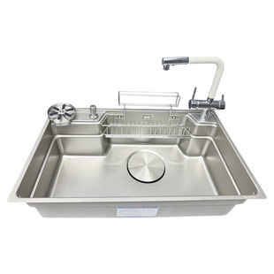 【老何精选】日式平替原色压纹加厚1.5mm304不锈钢大单槽水槽家用