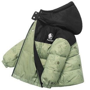 25新款儿童羽绒服男童女童保暖外套宝宝连帽童装中长款加厚黑金冬