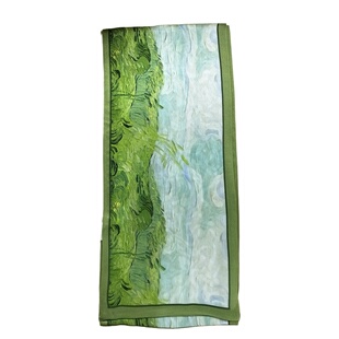 绿色桑蚕丝长条丝巾女2026新款搭配衬衫飘带系脖高级感真丝细围巾