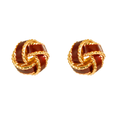 港风复古百搭安可拉红耳饰耳夹