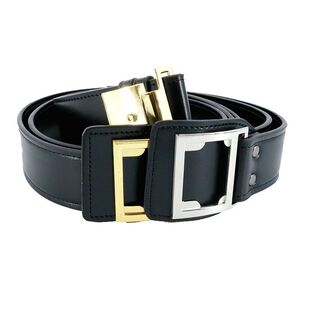 常服外腰带黑色保安站岗皮质户外腰带训练金属扣收腰腰封真皮皮带