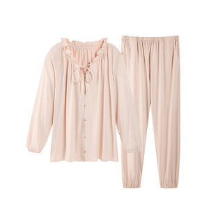 歌美姿莫代尔月子服秋冬产后孕妇产前睡衣套装家居服哺乳长袖花边