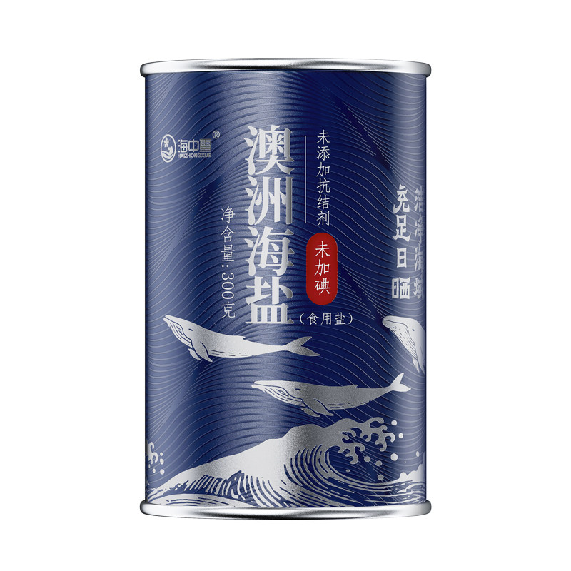 海中雪澳洲海盐无碘食用盐3罐装