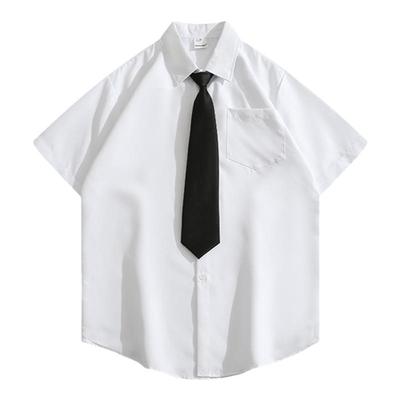 BOYUE帛跃翻领短袖白色衬衫