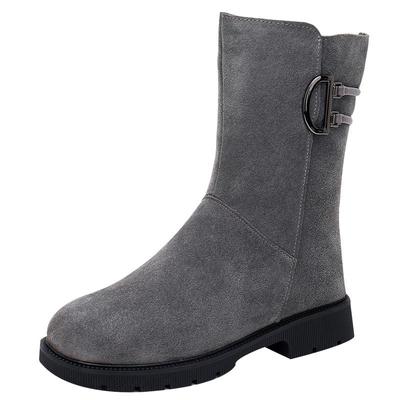 2023年秋冬季磨砂皮中筒加绒棉靴