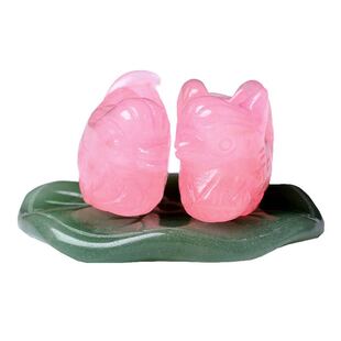 天然粉水晶鸳鸯摆件粉晶鸳鸯一对卧室摆件送朋友新婚礼物白头偕老