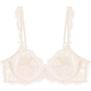 好奇蜜斯大胸显小胸防下垂内衣女薄款法式蕾丝文胸罩套装性感纯欲
