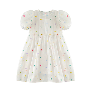 棵初2025女童吊带网纱裙两件套儿童夏季新款流光纱花朵甜美连衣裙