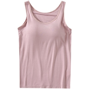 莫代尔妈妈背心带胸垫吊带免穿文胸罩杯带胸罩大码老年人内衣家居