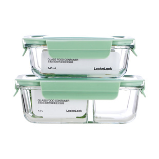 乐扣乐扣玻璃保鲜盒饭盒微波炉加热上班族便当盒密封便携水果盒