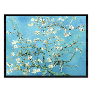 蒲骆朗油画梵高作品《盛开的杏花》装饰画横竖版有框客厅餐厅挂画