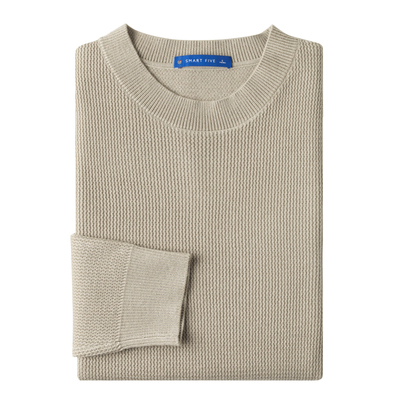 波浪纹圆领针织打底羊毛衫可机洗