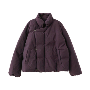 麻霖2025冬新品高支高密色织棉交叠门襟立领羽绒服外套