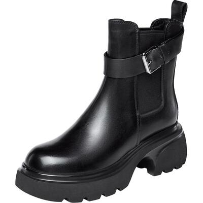 YRC厚底切尔西女靴真皮英伦短靴