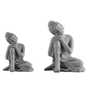 中式沉思佛像小如来禅意茶空间桌面摆件鱼缸造景微景观盆栽装饰品