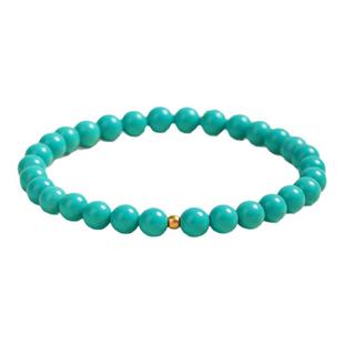 绿松石手串手链高瓷玉石黄金配珠仿绿松手链轻奢小众送女友