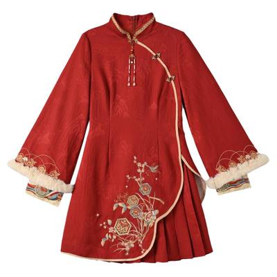 森女部落原创新中式旗袍改良闺蜜装拜年服裙子2025年冬季新款女装