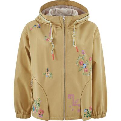 渔牌女装外套女2024新款春秋新中式绣花带帽休闲风衣外套FGGC3020