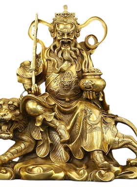 黄铜赵公明武财神佛像摆件