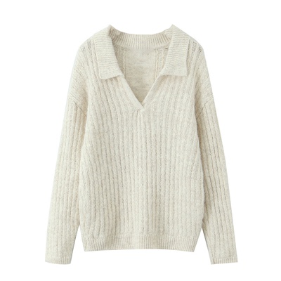 翻领针织衫保暖套头毛衣