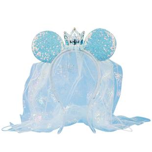 迪士尼发款箍儿童头箍爱莎公主头饰迪斯尼发箍女艾莎发饰皇冠头纱