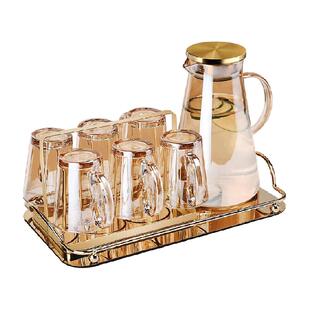 格娜斯玻璃杯带把手轻奢喝水杯子泡茶杯客厅家庭待客杯具套装