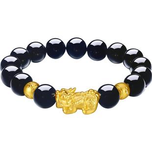 周六福黄金手串貔貅男手链定价足金转运珠串珠男士手饰新年礼物