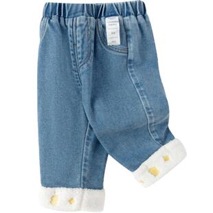 巴拉巴拉宝宝裤子女童休闲裤加绒秋冬季婴儿长裤撞色翻脚口时尚潮