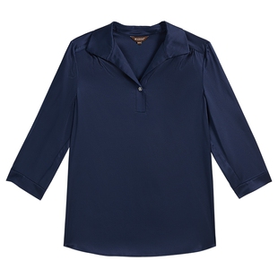 【真丝系列】YINER音儿专选2025夏季新款弹力蚕丝海鸥领衬衫上衣