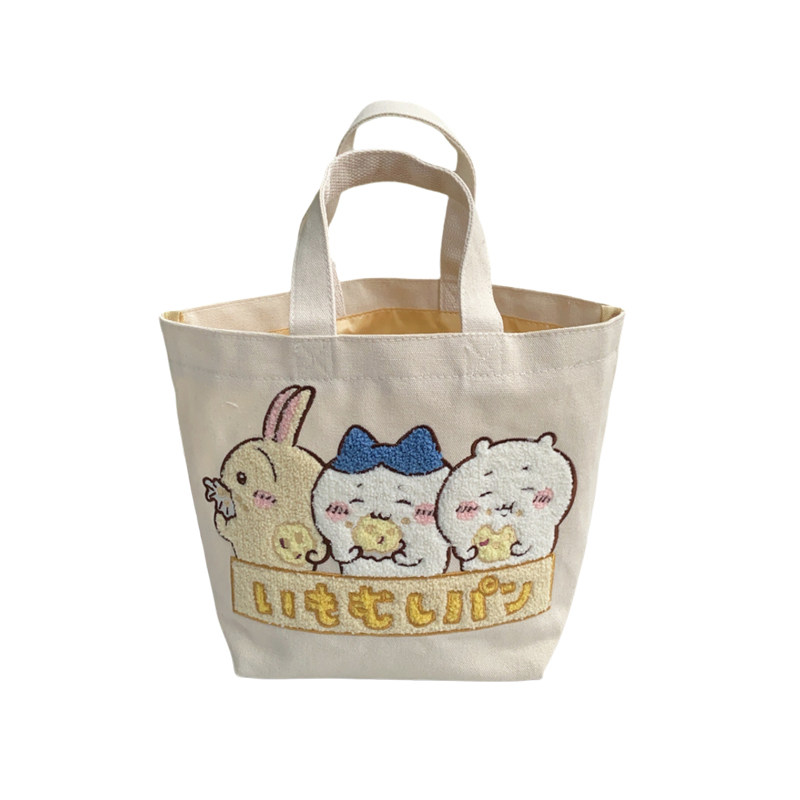 日系周边chiikawa吉伊卡哇小八乌萨奇可爱卡通刺绣托特包手提布包