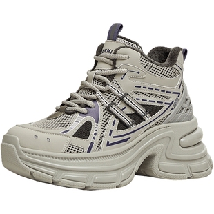 天美意复古厚底增高老爹鞋加绒运动鞋女休闲鞋春季新款BK821AD5