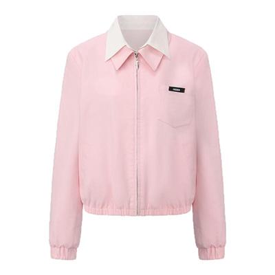 LACERTA 2026春夏新款柔雾粉撞色解构双领口学院风夹克外套女
