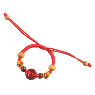 朱砂平安扣手绳宝宝防惊吓婴儿童桃木护身符压惊孕妇红绳手链手串