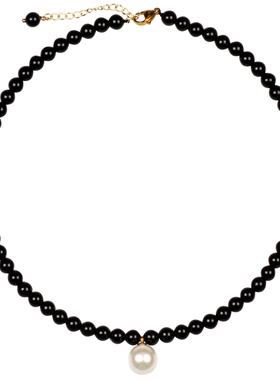 黑玛瑙珍珠项链轻奢小众遮疤痕