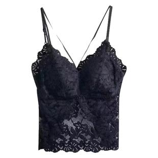 美背内衣2025新款爆款性感蕾丝吊带背心女带胸垫文胸外穿抹胸内搭
