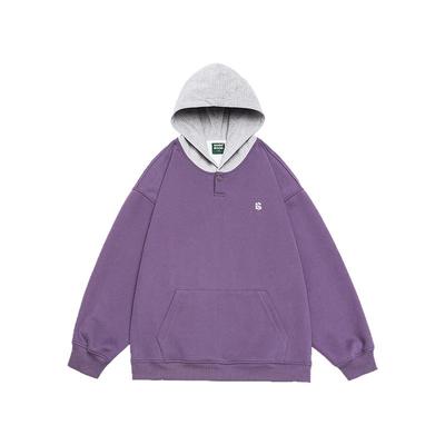 GOGOSOON春秋新款男装卫衣黑白拼色370g连帽刺绣Logo青少年个性Q