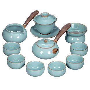 汝窑茶具套装家用高档轻奢陶瓷茶壶盖碗新款喝茶天青功夫汝瓷茶杯