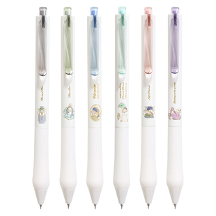 东米802油画兔按动笔中性笔黑笔顺滑水笔可爱卡通笔文艺风ins高颜值学生刷题笔双珠CS头黑色0.5mm办公签字笔