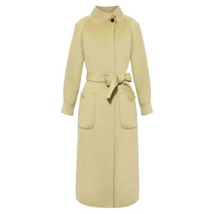 粉蓝衣橱轻奢气质纯羊毛大衣女中长款2025冬装灯笼袖立领毛呢外套