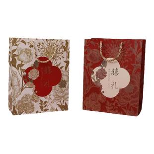 结婚专用喜糖盒子红色手提袋子伴手礼订婚喜糖盒婚礼糖果空盒包装