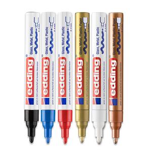 进口edding750油漆笔防酒精金属塑料玻璃陶瓷耐高温工业记号笔德国爱丁黑白金色2-4MM多色艾迪补漆笔