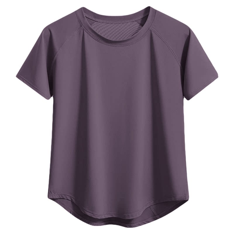 夏季健身短袖t恤女宽松微胖瑜伽服跑步运动训练速干衣晨跑服上衣