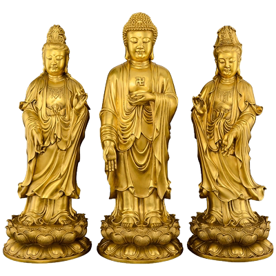 黄铜西方三圣佛像摆件