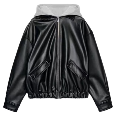 假两件拼接装饰夹克小皮衣